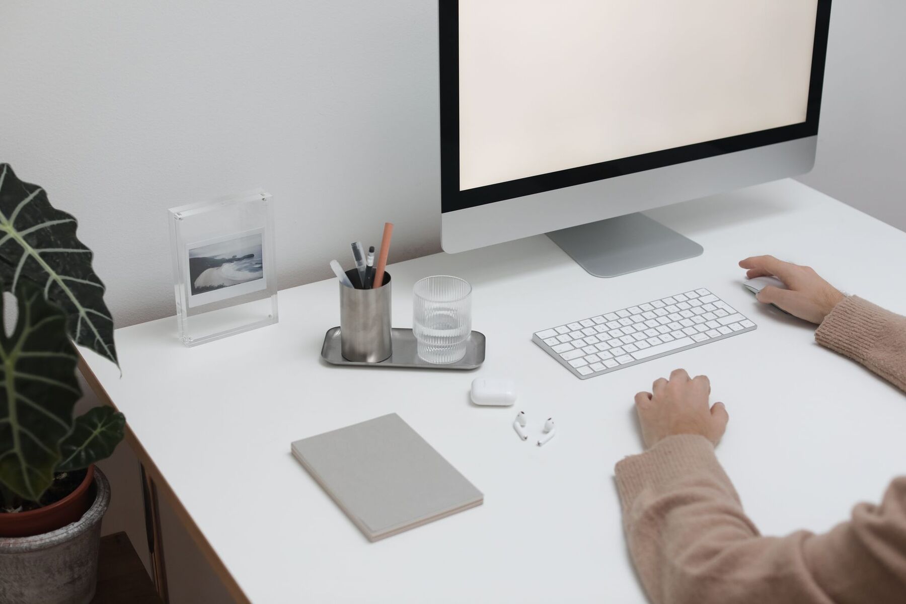 Clean, uncluttered office desk and workspace